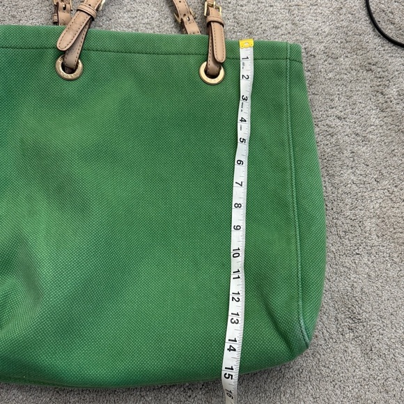Michael Kors Green Canvas Tote Bag with Leather Straps - Picture 11 of 11